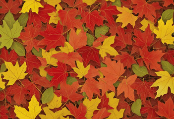 Naklejka na ściany i meble Autumn Image Background with Maple Leaves colorful background