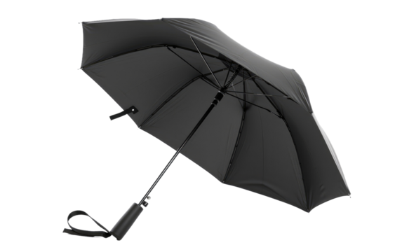 Folding Umbrella in Ebony Hue isolated on transparent Background