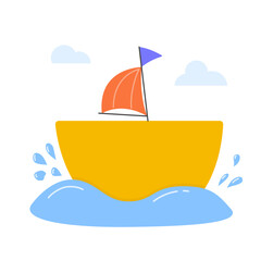 cute boat ship vector illustration