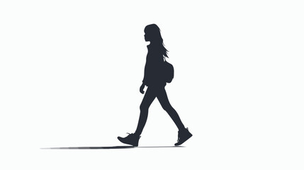 Silhouette of a girl walking Flat vector isolated on