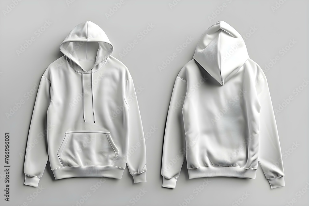 Wall mural White hoodie with space print design shown from front and back. Concept White Hoodie, Space Print Design, Front and Back View