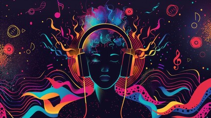 Deep Focus Music Illustration for ADHD Distraction Relief - obrazy, fototapety, plakaty