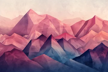 Papier Peint photo Lavable Montagnes Abstract mountain range in shades of pink and blue