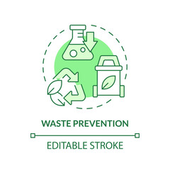 Waste prevention green concept icon. Ecological damage, environmental impact. Pollution reduce. Round shape line illustration. Abstract idea. Graphic design. Easy to use presentation, article