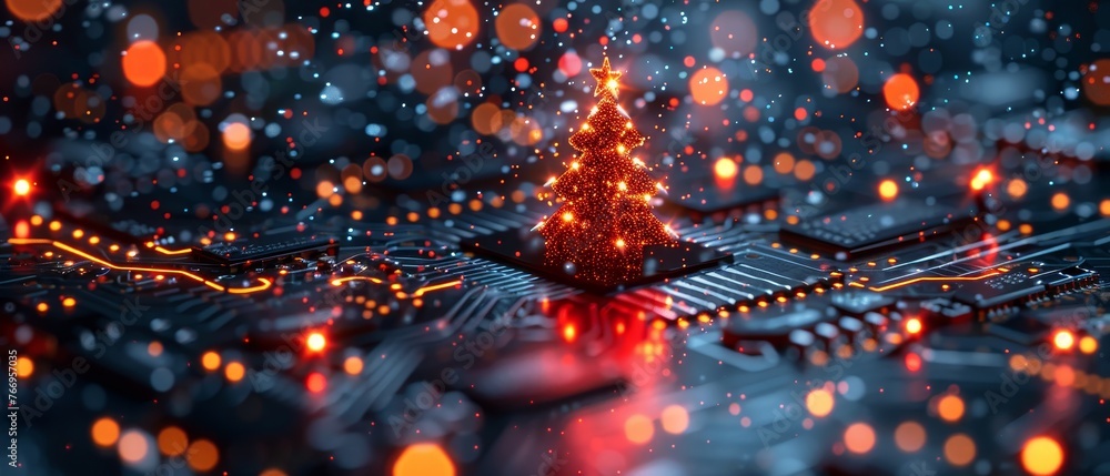 Aufkleber template new year and happy christmas cards in the style of cutting edge technology. christmas tree,