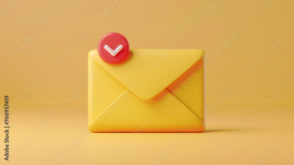 Poster icon of a 3d letter with a notification. a mail envelope with a message. cartoon illustration isolat