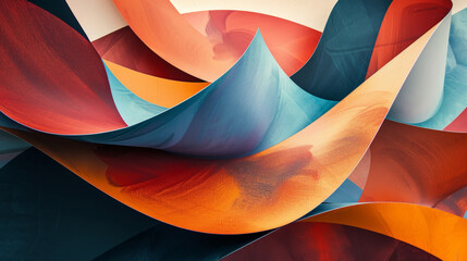 Colorful Abstract Paper Art Curves and Waves