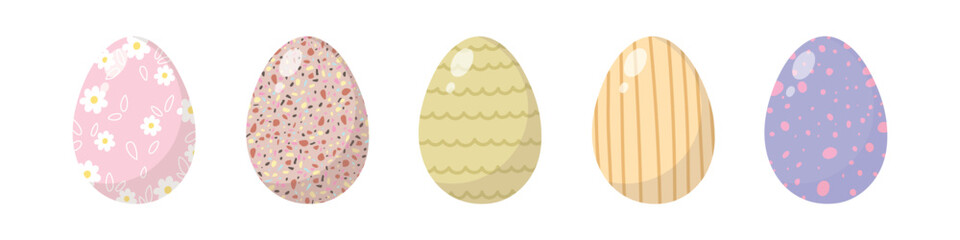 Happy Easter Day set of Easter Eggs illustration.