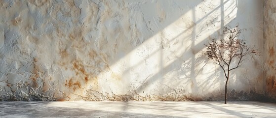 An abstract shadow on a white wall
