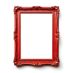 Simple red wooden frame isolated on a white background for interior design