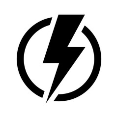 Lightning, electric power vector icon. Energy and thunder electricity symbol. Lightning bolt sign in the circle.