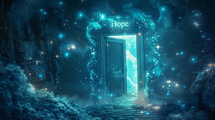 Enchanted Doorway of Hope Amidst Starry Night