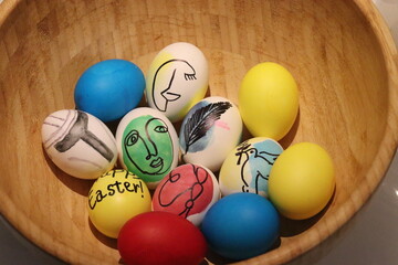 Fototapeta na wymiar Easter eggs with amazing collours