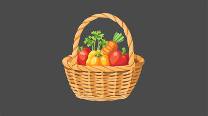 Straw basket for carrying fruits and vegetables