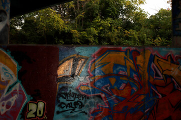 Graffiti on the wall in the park