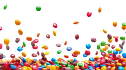 colorful candies falling, isolated on white or transparent png