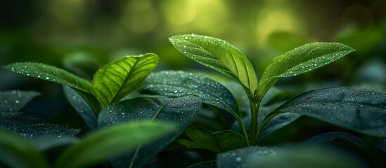 fern leaf in the rain - obrazy, fototapety, plakaty