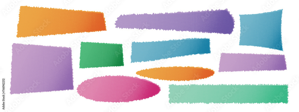 Poster creative modern design element. torn paper shape halfton vector illustration. blank colorful note. c
