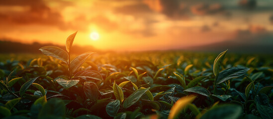 Green tea field landscape