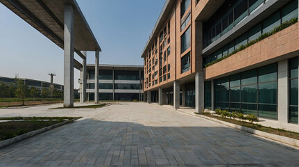 Industrial zone and technology park, large modern office building.generative.ai