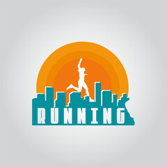 Sport running logo vector illustration on white background