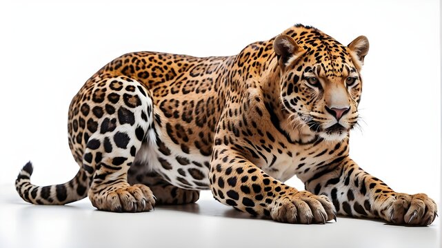 panthera onca, the jaguar, isolated on a translucent white backdrop, png