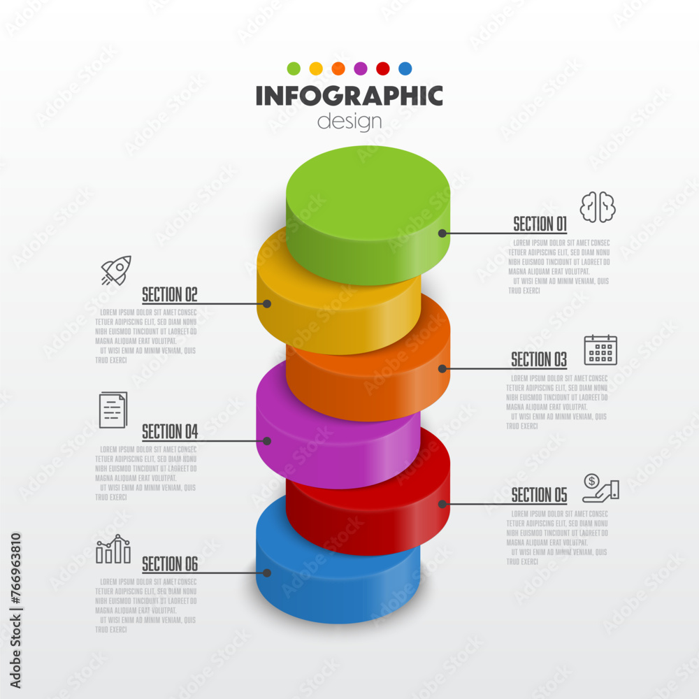 Aufkleber vector stack of colorful cylender chart infographic template with 3d for diagrams, graphs, presentat