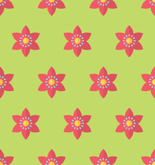 Painted red yellow flowers seamless vector background illustration