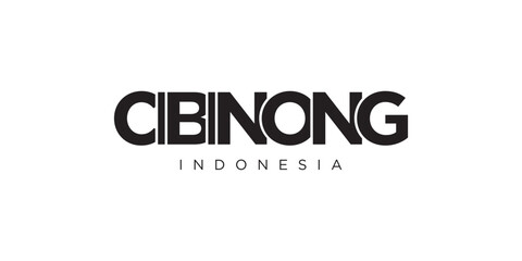 Cibinong in the Indonesia emblem. The design features a geometric style, vector illustration with bold typography in a modern font. The graphic slogan lettering.