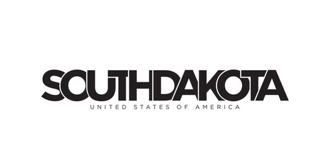 South Dakota, USA typography slogan design. America logo with graphic city lettering for print and web.