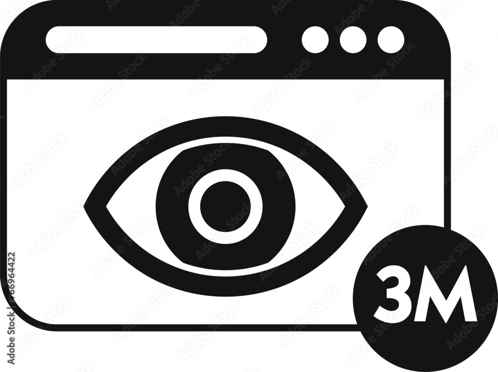 Poster millions views on webpage icon simple vector. new media content. online search