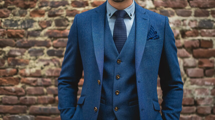 Man in a stylish blue suit.