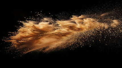 An abstract backdrop adorned with splashes of gleaming golden sand - obrazy, fototapety, plakaty