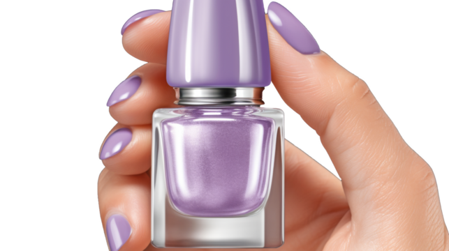 Close-up image of a womans hand with beautifully manicured nails painted in soft pastel shades