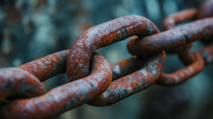 Fototapeta premium Close-up of a rusty chain link.