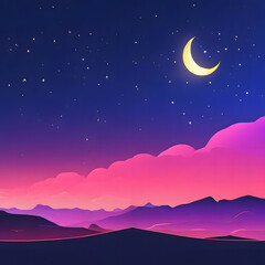 Fototapeta premium night in the desert minimal scene background