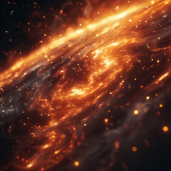 glowing nebula backdrop, navigating through swirling cosmic dust, 3D render, silhouette lighting, lens flare effect
