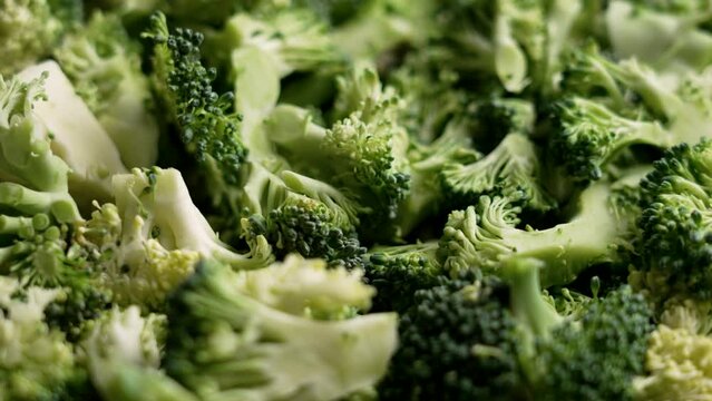 Fresh chopped vegetable broccoli. Green raw crucifers. Healthy lifestyle concept. Rotation
