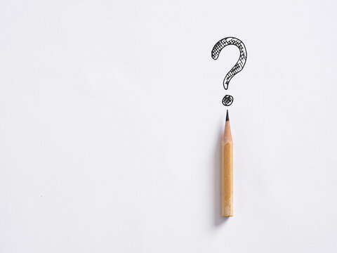 Problem solving. Frequently asked questions FAQ. Query. Pencil draws a question mark on white background.