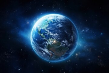 Planet Earth in dark outer space. Civilization. Elements of this image furnished by NASA - generative ai