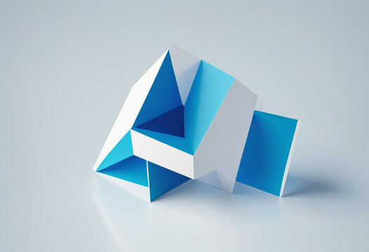 Blue geometric composition, 3d render colorful background
