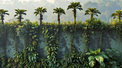 Verdant Overgrowth: Nature Reclaims Concrete - obrazy, fototapety, plakaty