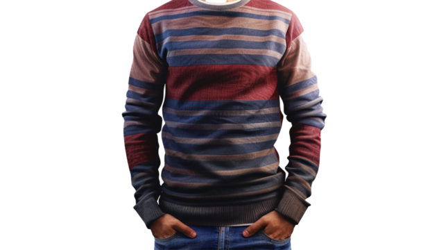A trendy men's long-sleeve T-shirt, adding a touch of urban flair to any ensemble, its dynamic pattern and relaxed fit highlighted against a seamless white background