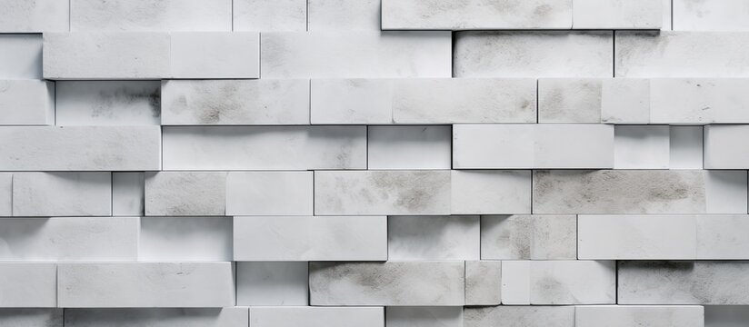 A closeup of a grey brick wall with a rectangular geometric pattern, showing symmetry and parallel lines. The wall is made of composite material and resembles wood flooring