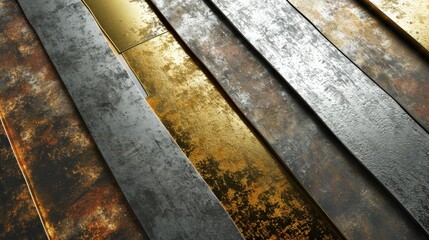Metallic Textures Set: Abstract Gold, Silver, and Bronze Background Designs with Detailed Patterns and Highlights
