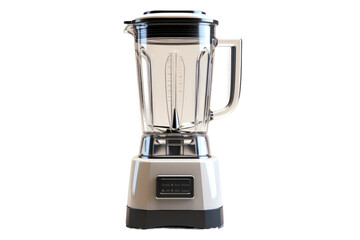 Silver Blender With Black Lid. On a Clear PNG or White Background.
