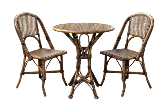 Table and Two Chairs. On a Clear PNG or White Background.