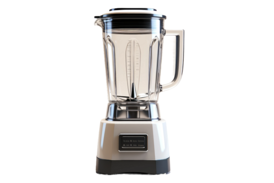 Silver Blender With Black Lid. On a Clear PNG or White Background.