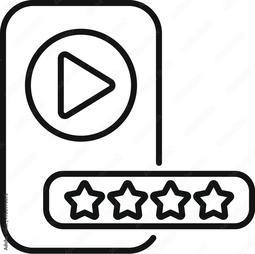Poster video smartphone content icon outline vector. rating media online. click button