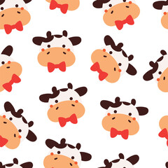 seamless pattern cartoon cow. cute animal wallpaper illustration for gift wrap paper